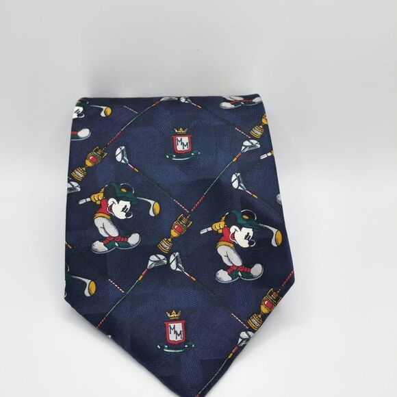 Disney Vintage Mickey Mouse Golf Silk Tie - Picture 1 of 2